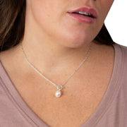 Beginnings T-Bar Chain with White Pearl Necklace - Silver/White