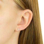 Beginnings Teardrop Gemstone Stud Earrings - Silver