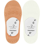 Burlington Everyday Lot de 2 paires de chaussettes invisibles - Blanc cassé rouge fluo
