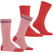 Lot de 2 paires de chaussettes Burlington Everyday Stripe Mix - Rouge Tulipe