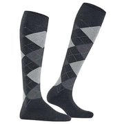 Burlington Queen Knee High Socks - Oil Black/Grey