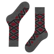 Burlington Tartan Socks - Carbon Mel Grey