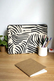 Hindbag Ava Small 13inch Laptop Case - Ecru Zebra