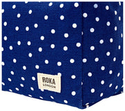 Roka Mayfair kleine toilettas van katoenen canvas - marineblauw met stippen