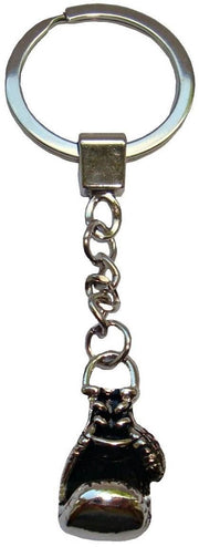 Bassin- und brauner Boxhandschuhschlüsselring - Silber