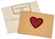 Elie Beaumont Heart Cardholder - Mink Beige/Wine Red