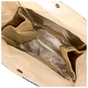 Roka Hampstead-Lunchtasche aus Baumwollcanvas – breit, mehrfarbig gestreift