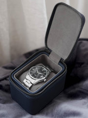 Mini boîte à montres de voyage zippée Stackers - Bleu marine