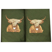 Dalaco Highland Cow Embroidered Cotton Handkerchiefs - Green/Brown