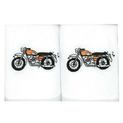 Dalaco Motorbike Embroidered Cotton Handkerchiefs - White/Orange/Black