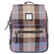 Das Impex Harris Tweed Small Leather Backpack - Black/Blue/Brown