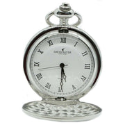 David Aster Stag Embossed Quartz Full Hunter Pocket Watch - Silver/White