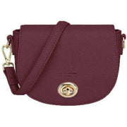 David Jones Small Turnlock Shoulder Bag - Bordeaux Burgundy