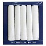 David Van Hagen Five Pack Cotton Handkerchiefs - White