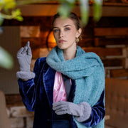Dents Bouclé-Fransenschal – Enteneiblau