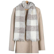 Dents Buffalo Check Bouclé-Schal – Elfenbeinweiß/Beige