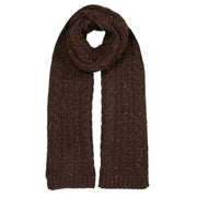 Dents Cable Knit Marl Scarf - Chocolate Brown