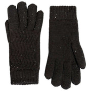 Dents Chevron-Strick-Paillettenhandschuhe – Schwarz
