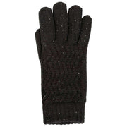 Dents Chevron-Strick-Paillettenhandschuhe – Schwarz