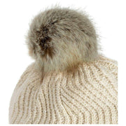 Dents Chevron Pom Pom gebreide bobbelmuts - natuurlijk beige