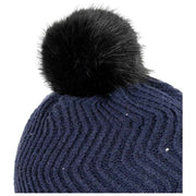 Dents Strickbommelmütze mit Chevron-Pom-Pom – Marineblau