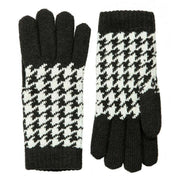 Dents Dogtooth Jacquard Knitted Gloves - Black/Winter White