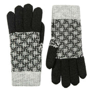 Dents Hashtag Jacquard Knitted Gloves - Black/Dove Grey