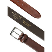 Dents Heritage Pebble-Grain Leather Belt - Dark Brown