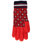 Dents Jacquard-Fair-Isle-Strickhandschuhe – Beerenrot/Marineblau