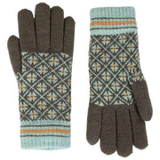 Dents Jacquard-Fair-Isle-Strickhandschuhe – Anthrazit/Blau