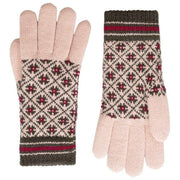 Dents Jacquard-Fair-Isle-Strickhandschuhe – Rosa/Anthrazit