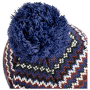 Dents Jacquard Fair Isle pompon bobbelhoed - marineblauw/wit/bruin
