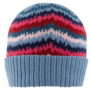Dents Knitted Contrasting Stripes Hat - Cornflower Blue