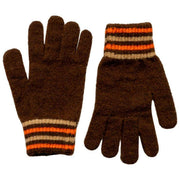 Dents Gestrickte Streifen-Manschettenhandschuhe – Schokoladenbraun