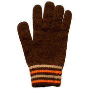 Dents Gestrickte Streifen-Manschettenhandschuhe – Schokoladenbraun