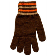 Dents Gestrickte Streifen-Manschettenhandschuhe – Schokoladenbraun