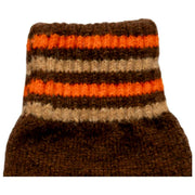 Dents Gestrickte Streifen-Manschettenhandschuhe – Schokoladenbraun
