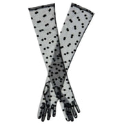 Dents Lila Long Opera Spotty Tulle Gloves - Black