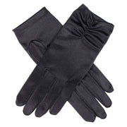Dents Madeline Ruched Satin Gloves - Black