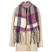 Dents geruite deken sjaal - Damson bordeaux/beige