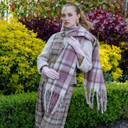 Dents Plaid Check Blanket Scarf - Pale Pink