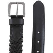 Dents Plaited Detail Leather Belt - Black
