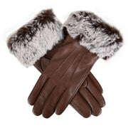 Dents Sarah Touchscreen Three-Point Leather Gloves - Chestnut Brown