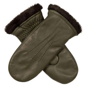 Dents Teresa Three-Point Leather Mittens - Sage Green