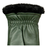 Dents Teresa Three-Point Leather Mittens - Sage Green