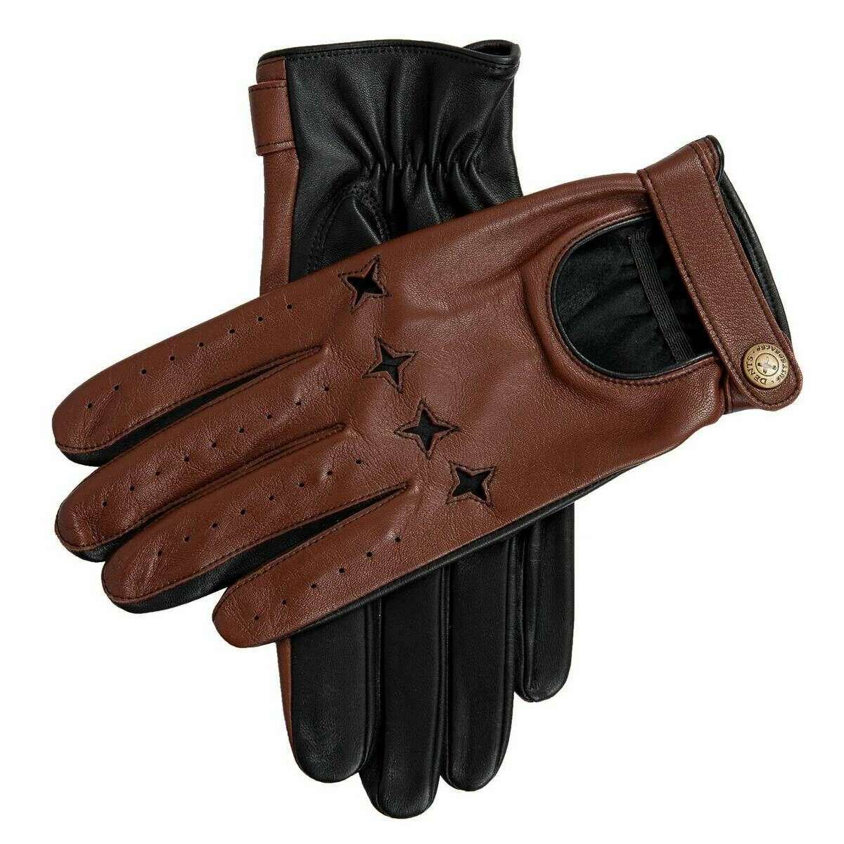 Dents The Suited Racer Hourglass Touchscreen Leather Driving Gloves English Tan/Black