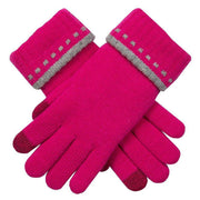 Dents Touchsreen Knitted Gloves - Fuchsia Pink/Dove Grey
