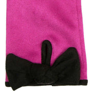 Dents Velour Lined Faux Suede Bow Gloves - Fuchsia Pink/Black