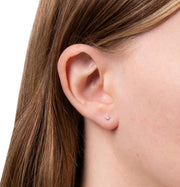 Début de minuscules boucles d'oreilles - argent / bleu