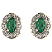 Elements Gold Emerald and Diamond Ornate Earrings - Green/Gold